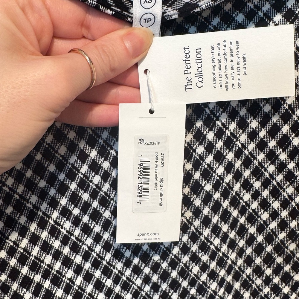 SPANX Ponte Wrap Mini Skort in Classic Black Plaid - Picture 15 of 15
